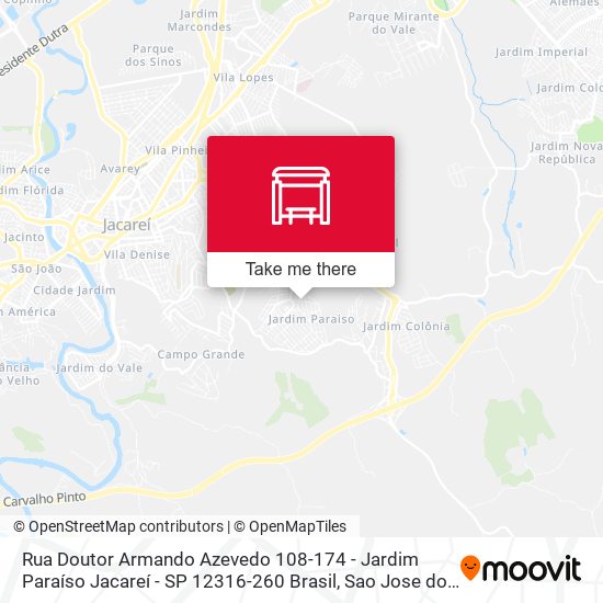 Mapa Rua Doutor Armando Azevedo 108-174 - Jardim Paraíso Jacareí - SP 12316-260 Brasil