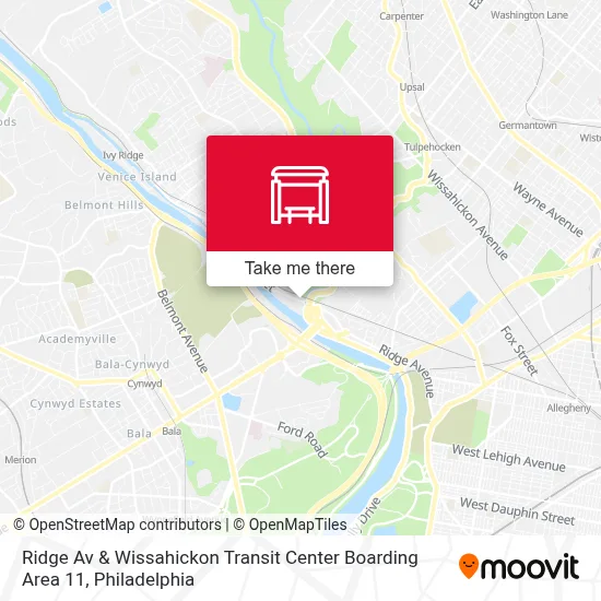 Ridge Av & Wissahickon Transit Center Boarding Area 11 map