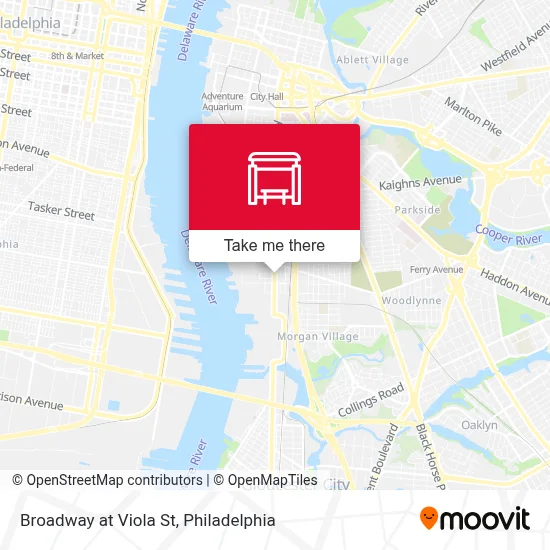 Broadway at Viola St map