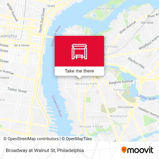 Broadway at Walnut St map