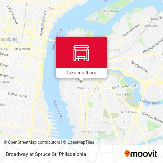 Broadway at Spruce St map