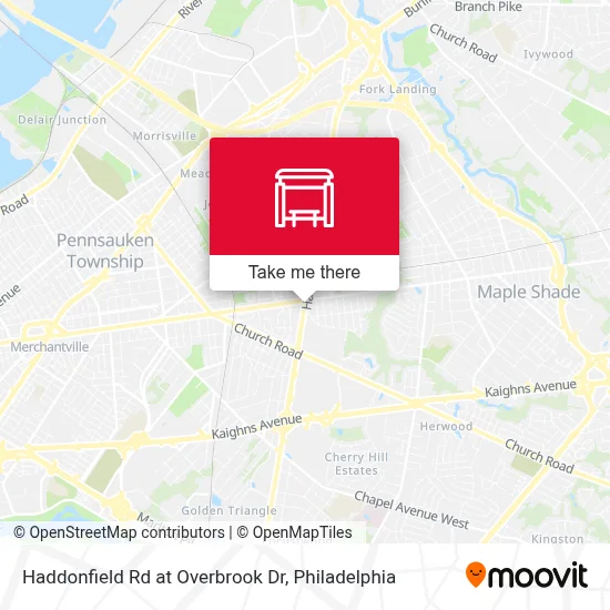 Haddonfield Rd at Overbrook Dr map