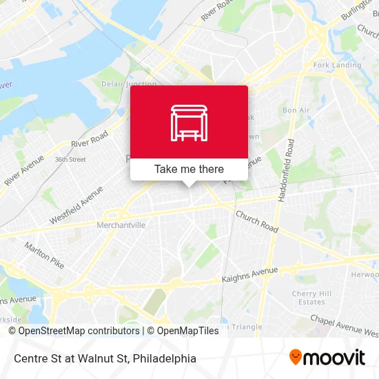 Centre St at Walnut St map
