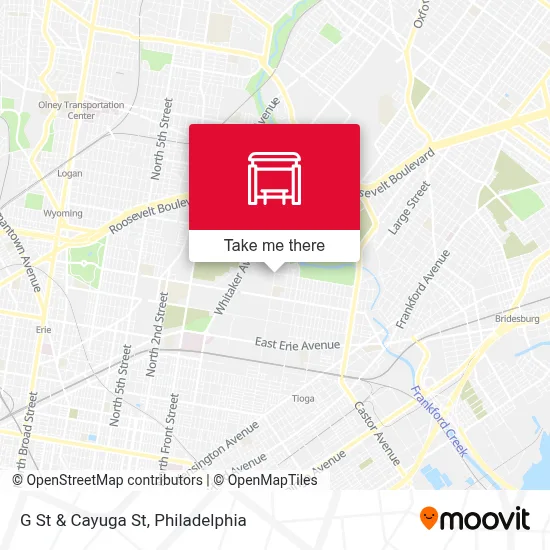 G St & Cayuga St map