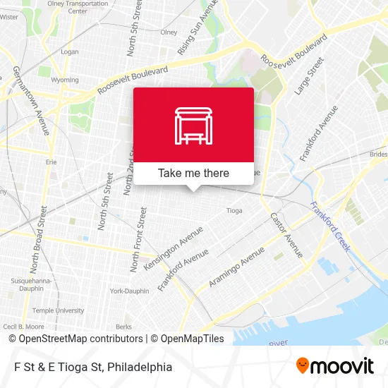 F St & E Tioga St map
