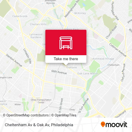 Cheltenham Av & Oak Av map