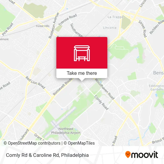 Comly Rd & Caroline Rd map