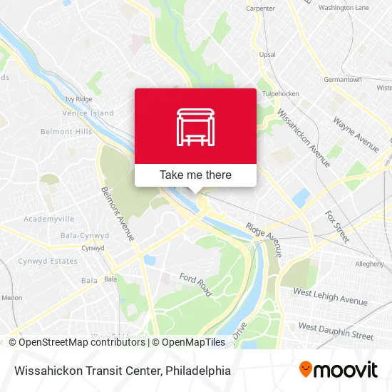 Wissahickon Transit Center map
