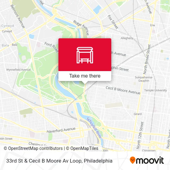 Mapa de 33rd St & Cecil B Moore Av Loop