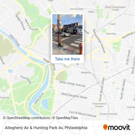 Allegheny Av & Hunting Park Av map
