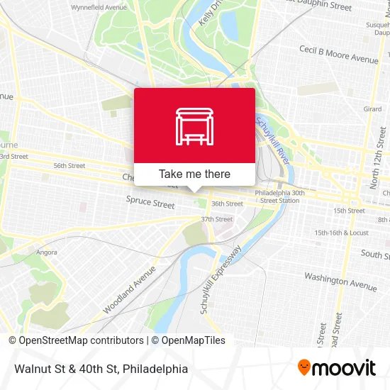 Walnut St & 40th St map
