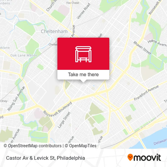 Castor Av & Levick St map