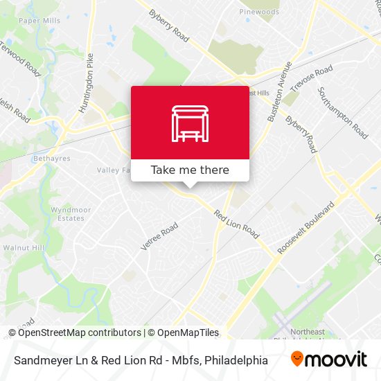Mapa de Sandmeyer Ln & Red Lion Rd - Mbfs