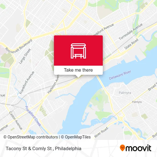 Tacony St & Comly St map