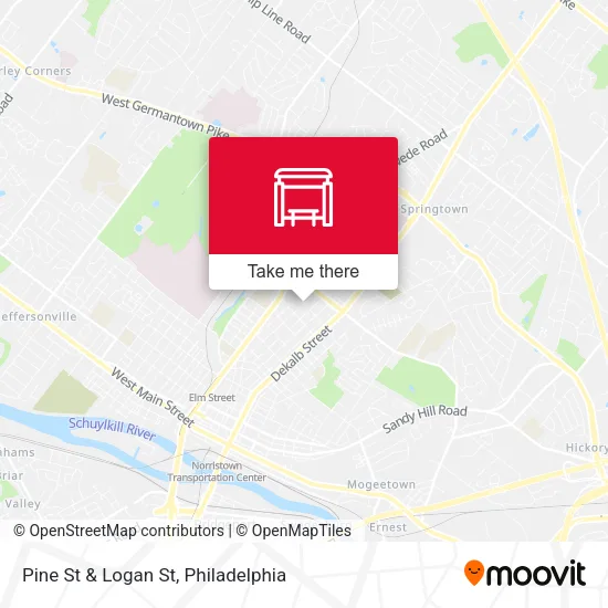 Pine St & Logan St map
