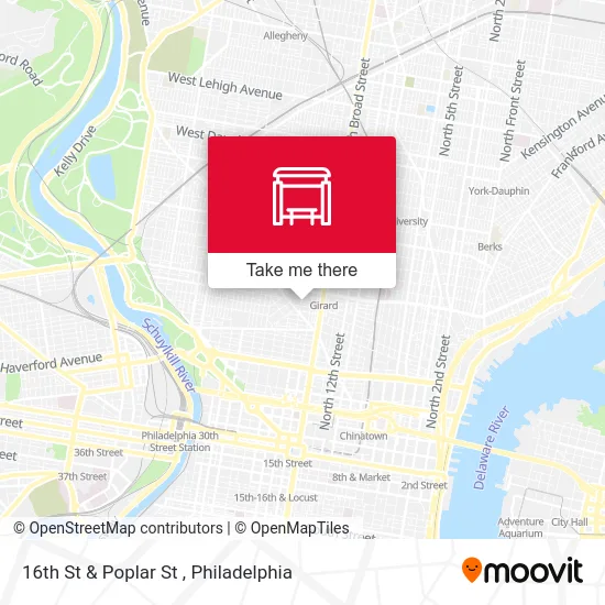 16th St & Poplar St map