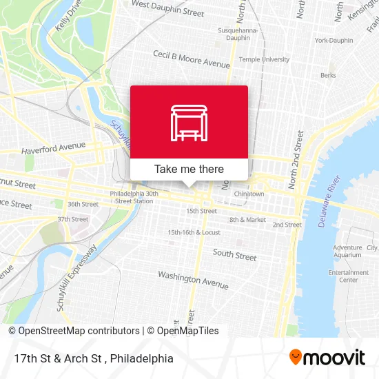 17th St & Arch St map
