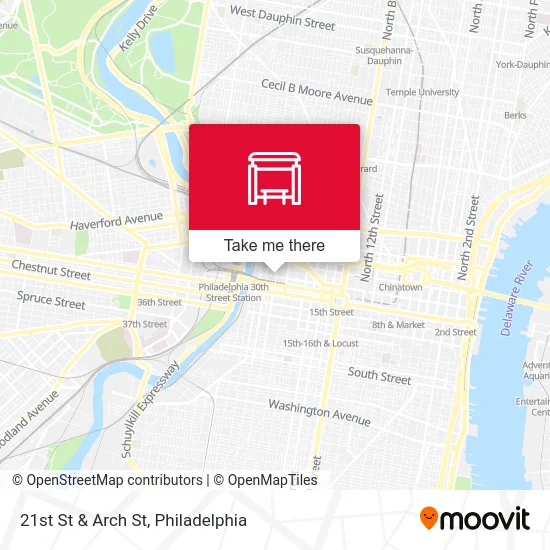 21st St & Arch St map