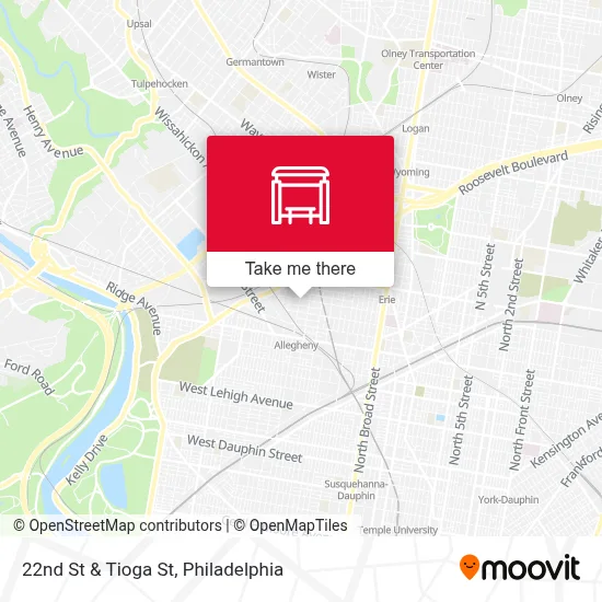 22nd St & Tioga St map