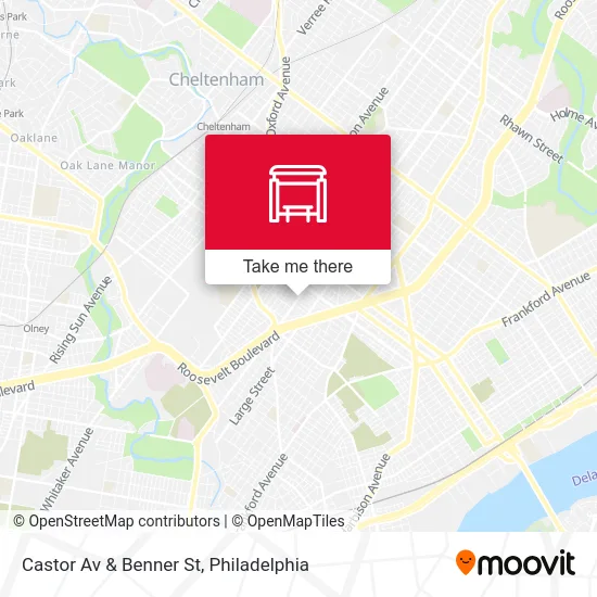 Castor Av & Benner St map