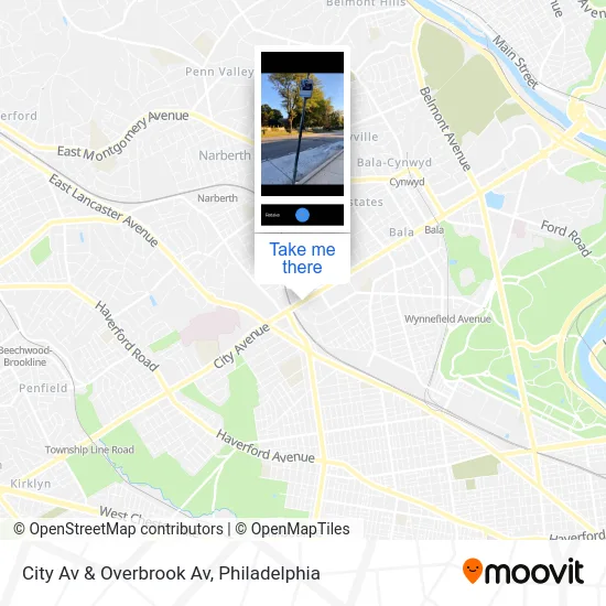 City Av & Overbrook Av map