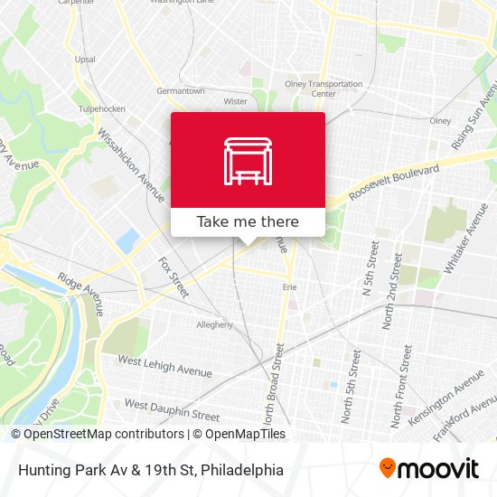 Hunting Park Av & 19th St map