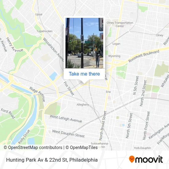 Hunting Park Av & 22nd St map