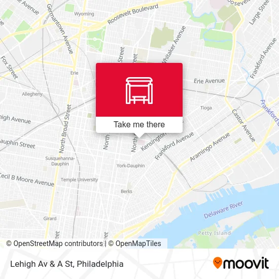 Lehigh Av & A St map