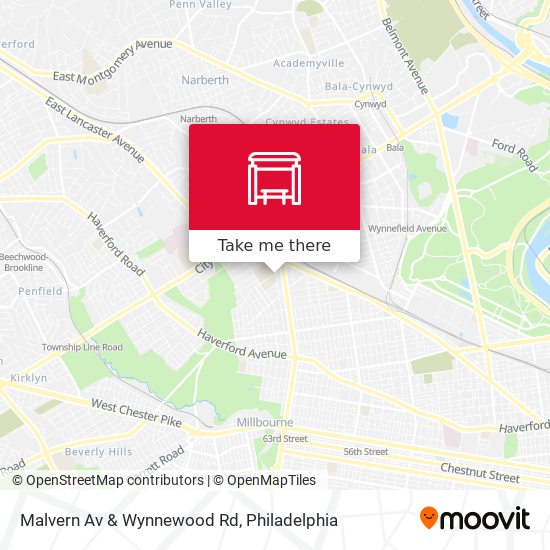 Malvern Av & Wynnewood Rd map
