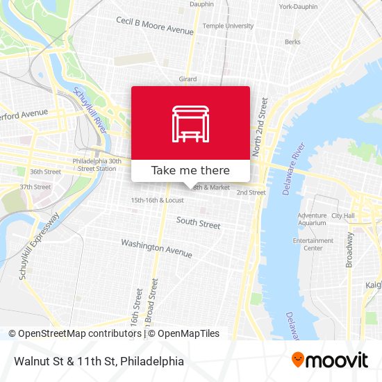 Walnut St & 11th St map