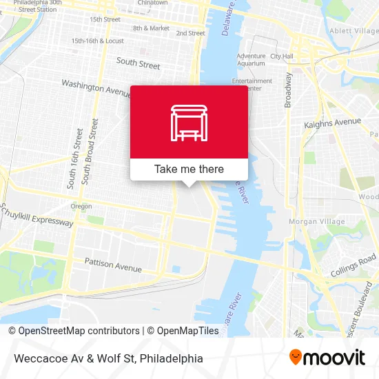 Weccacoe Av & Wolf St map