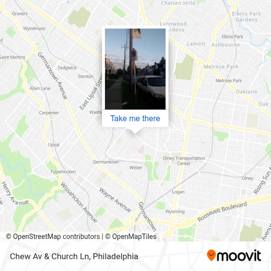 Chew Av & Church Ln map