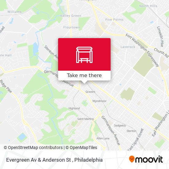 Evergreen Av & Anderson St map