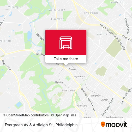 Evergreen Av & Ardleigh St map