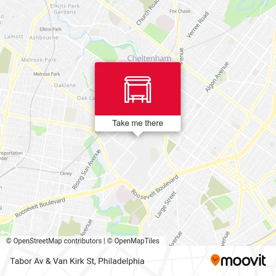 Tabor Av & Van Kirk St map