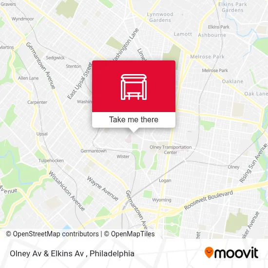 Olney Av & Elkins Av map