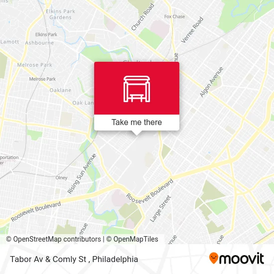 Tabor Av & Comly St map