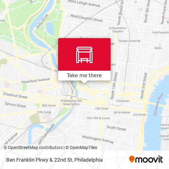 Ben Franklin Pkwy & 22nd St map