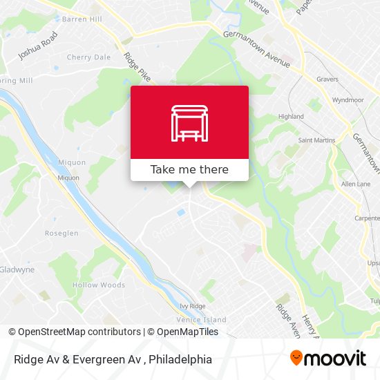 Ridge Av & Evergreen Av map