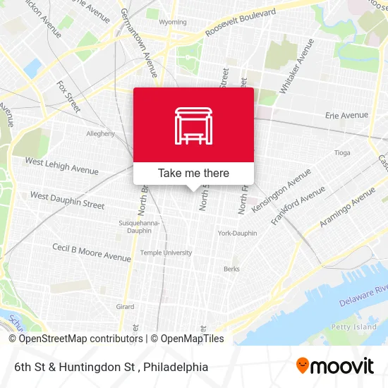 6th St & Huntingdon St map