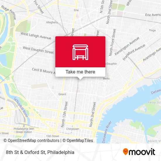 8th St & Oxford St map