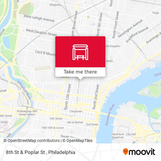 8th St & Poplar St map