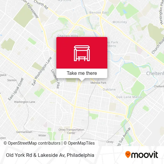 Old York Rd & Lakeside Av map