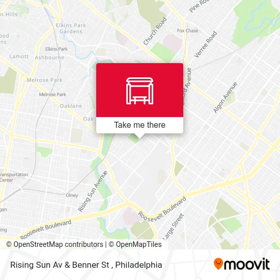 Rising Sun Av & Benner St map