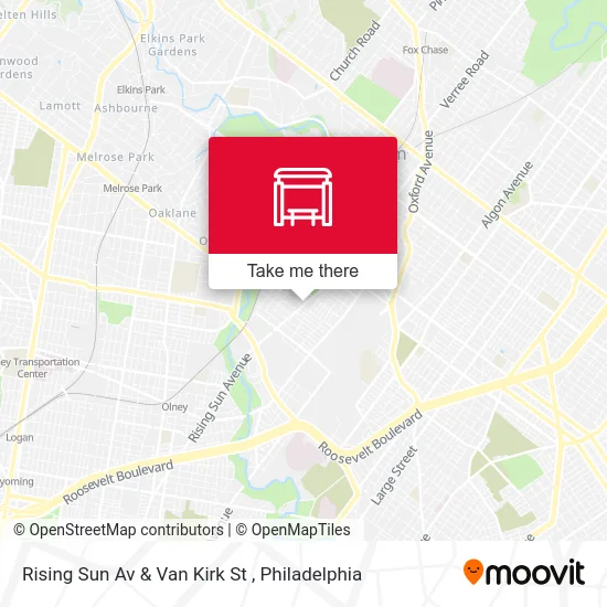 Rising Sun Av & Van Kirk St map