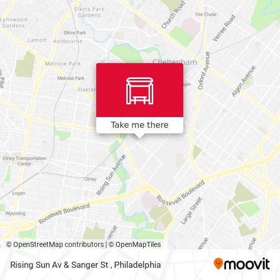 Rising Sun Av & Sanger St map