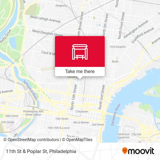 11th St & Poplar St map