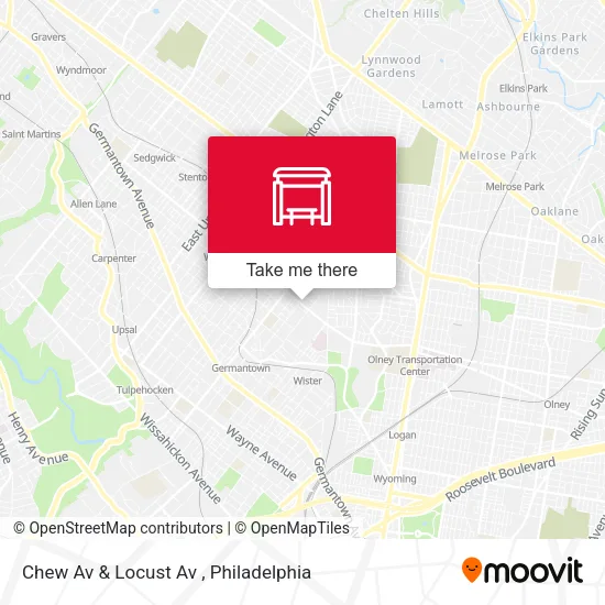 Chew Av & Locust Av map