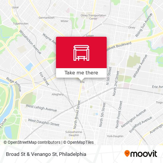 Broad St & Venango St map