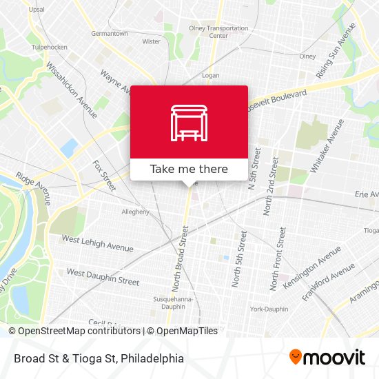 Broad St & Tioga St map